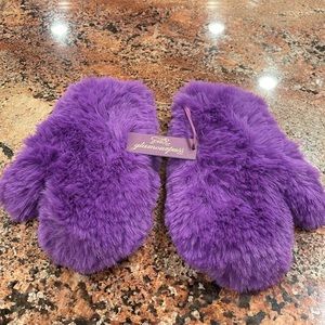 Glamorous Signature Knitted Faux Fur Mittens Soft and Fuzzy